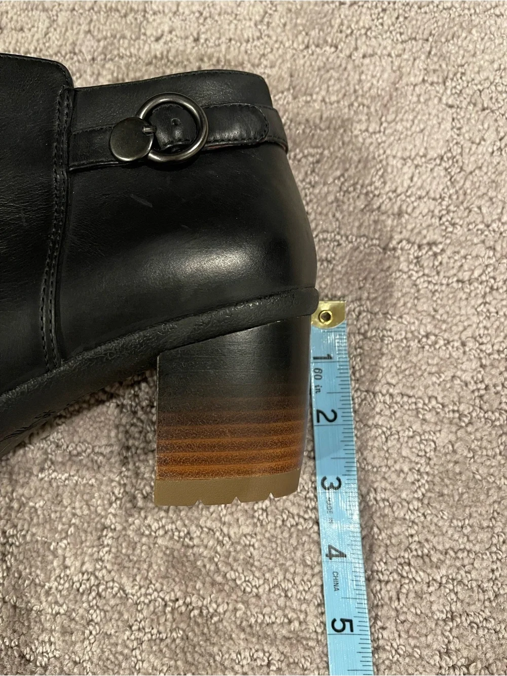 Dansko Perry Black Leather Ankle Boot with Stacked Heel, Waterproof, Size 38/7.5